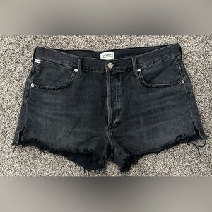 Citizens of Humanity High Rise Annabelle Cut-Off Jean Short 100% Cotton Black